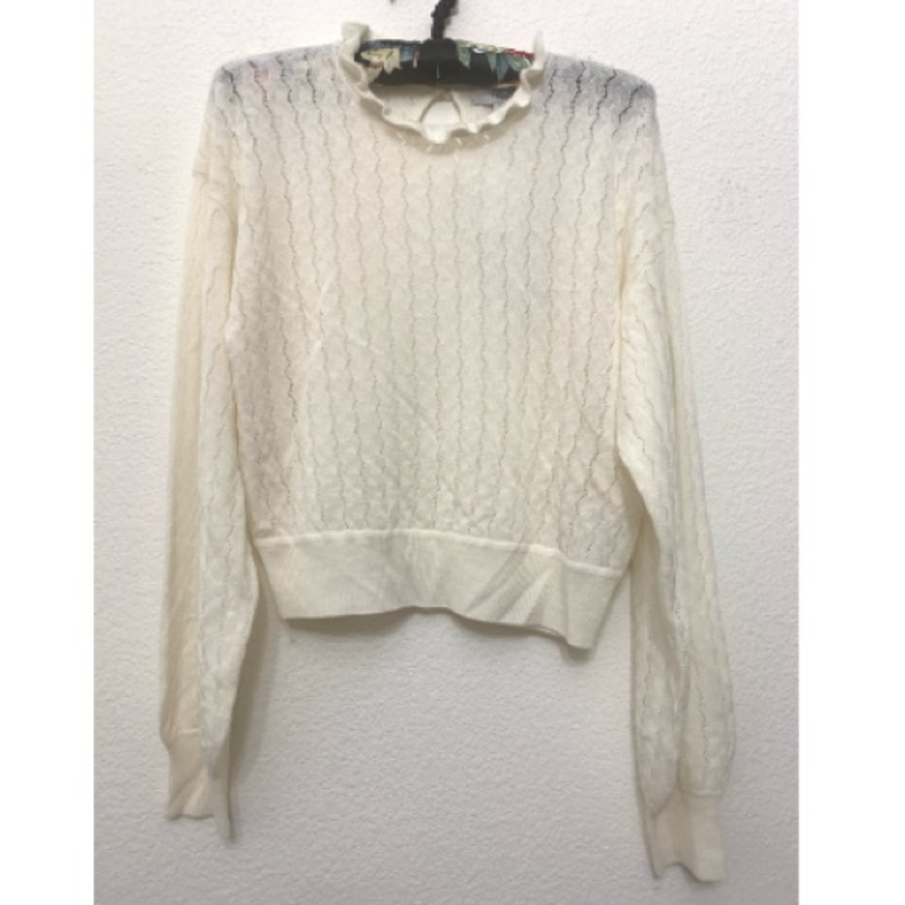 Joie Hadar Pointelle Wool-Blend Sweater Small - Picture 4 of 9